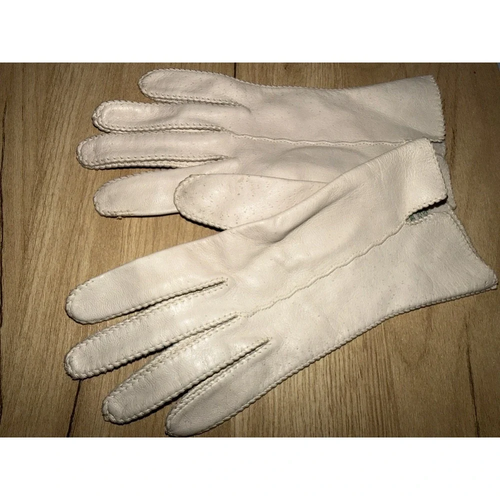 Vintage‎ Womens Deerskin Leather Gloves Fawn Color Size 7.5 J